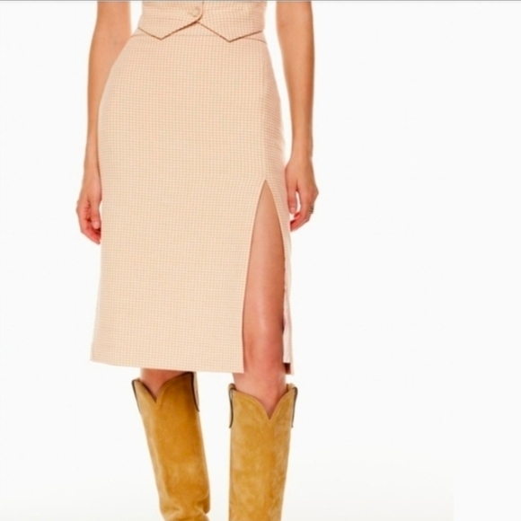Aritzia Dresses & Skirts - ARITZIA WILFRED PATIO MIDI SKIRT HOUNDSTOOTH 6